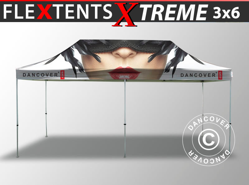 Snabbtält FleXtents Xtreme 50 med fullt digitalt tryck, 3x6m