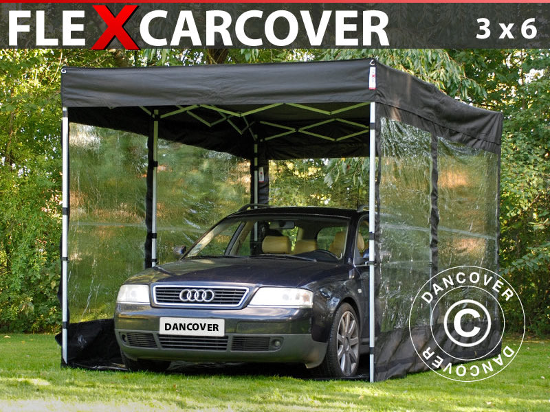 Hopfällbart garage, FleX Carcover, 3x6m, Svart