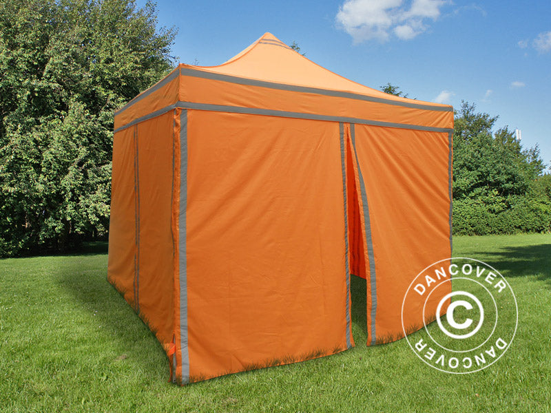 Snabbtält FleXtents PRO Arbetstält 3x3m, inkl. 4 sidor Orange Reflexiva