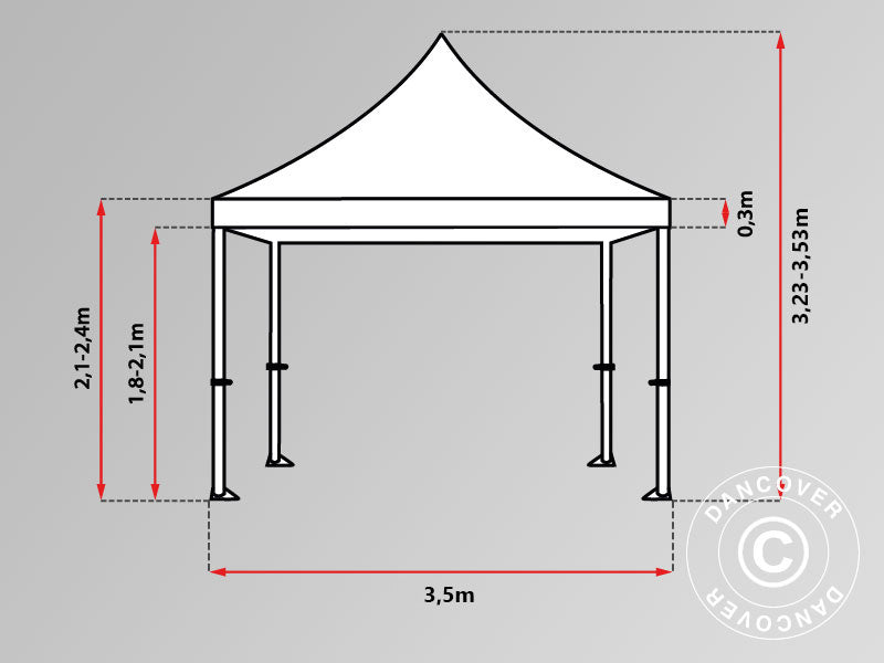 Snabbtält FleXtents PRO 3,5x3,5m Svart, inkl. 4 sidor