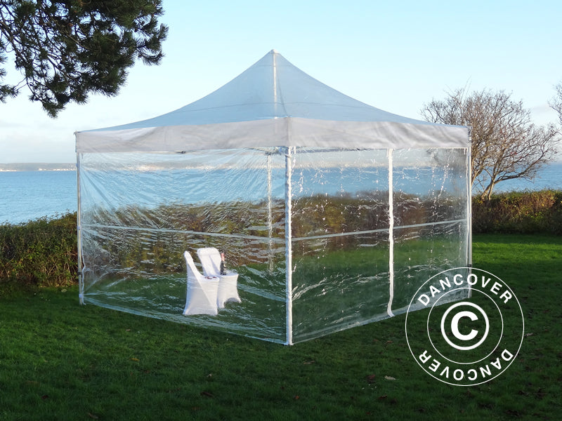 Snabbtält FleXtents Xtreme 50 3x3m Transparent, inkl. 4 sidor