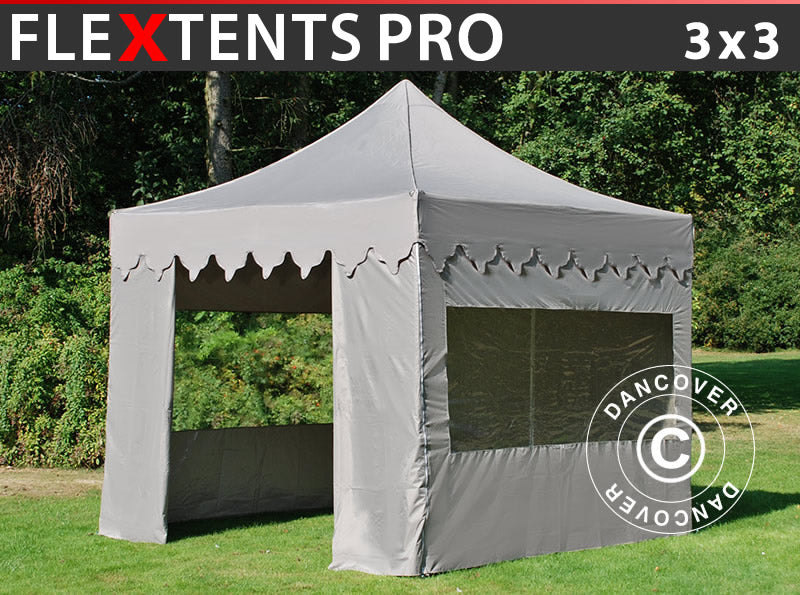 Snabbtält FleXtents PRO "Morocco" 3x3m Latte, inkl. 4 sidor