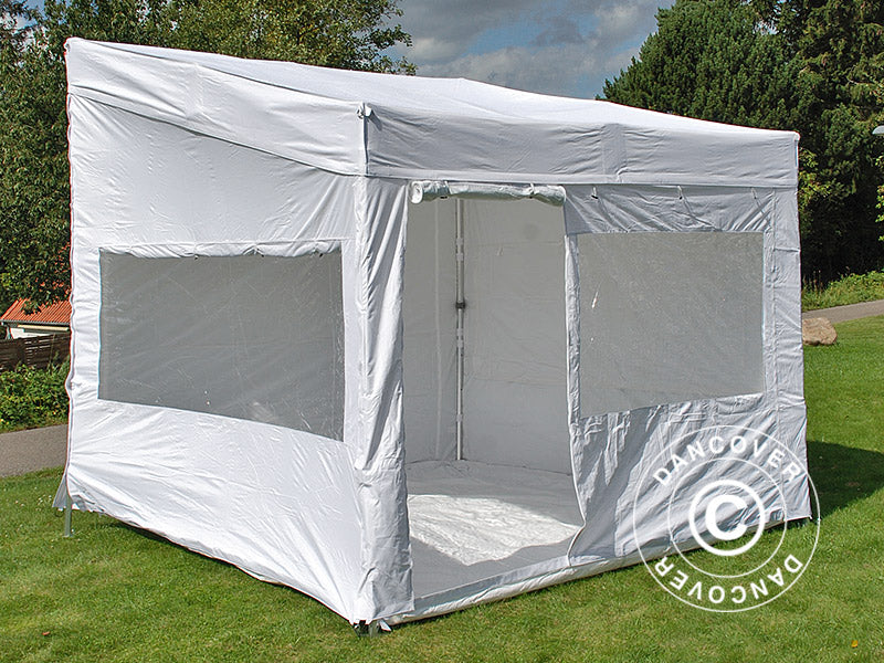 Snabbtält FleXtents PRO Trapezo 3x3m Vit, inkl. 4 sidor