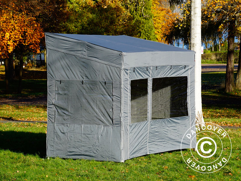 Snabbtält FleXtents PRO Trapezo 3x3m Grå, inkl. 4 sidor