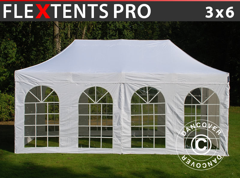 Snabbtält FleXtents PRO Vintage Style 3x6m Vit, inkl. 6 sidor