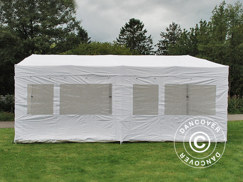 Snabbtält FleXtents PRO Trapezo 3x6m Vit, inkl. 4 sidor