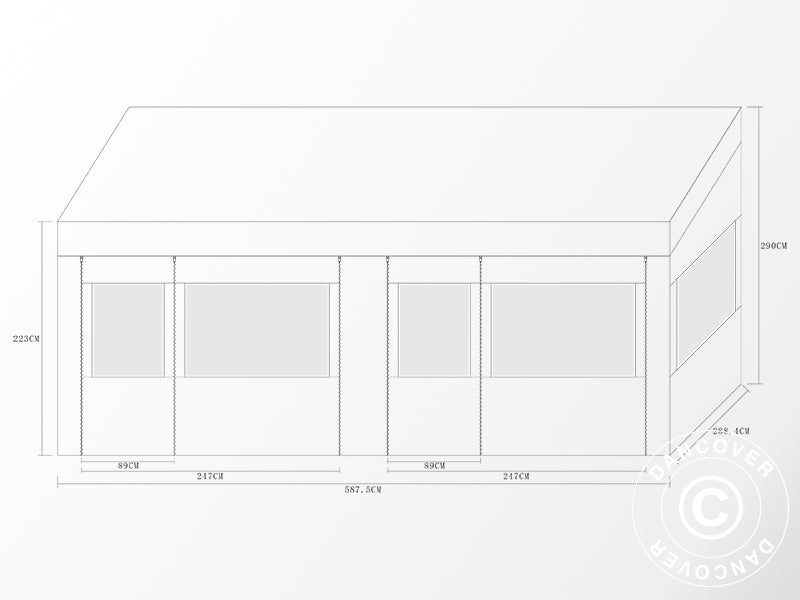 Snabbtält FleXtents PRO Trapezo 3x6m Vit, inkl. 4 sidor