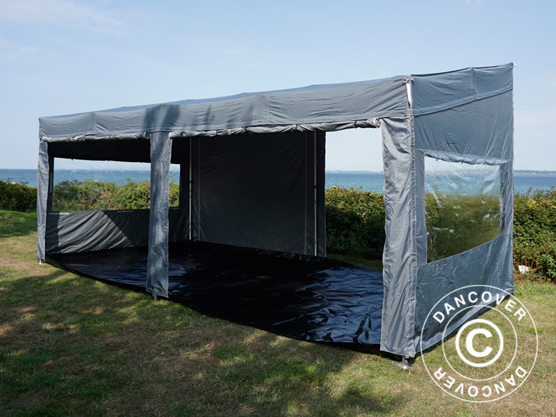 Snabbtält FleXtents PRO Trapezo 3x6m Grå, inkl. 4 sidor