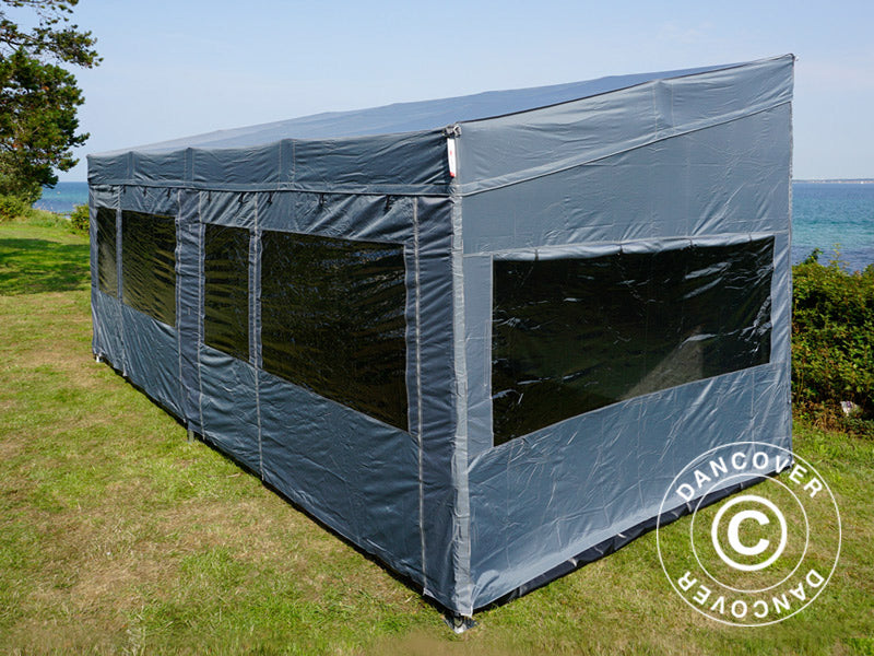 Snabbtält FleXtents PRO Trapezo 3x6m Grå, inkl. 4 sidor