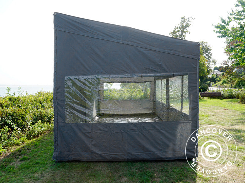 Snabbtält FleXtents PRO Trapezo 3x6m Grå, inkl. 4 sidor