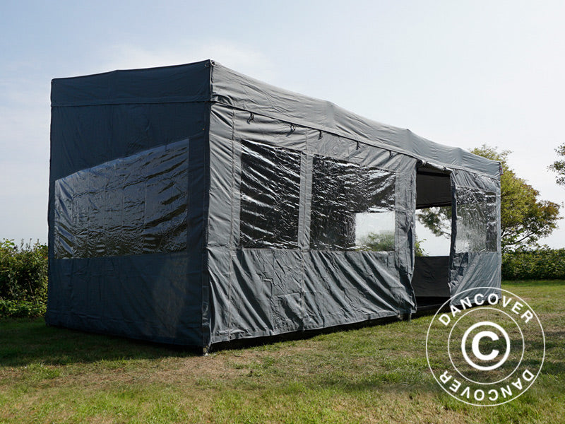 Snabbtält FleXtents PRO Trapezo 3x6m Grå, inkl. 4 sidor