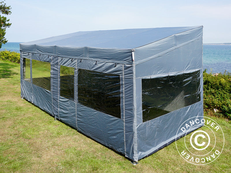 Snabbtält FleXtents PRO Trapezo 3x6m Grå, inkl. 4 sidor