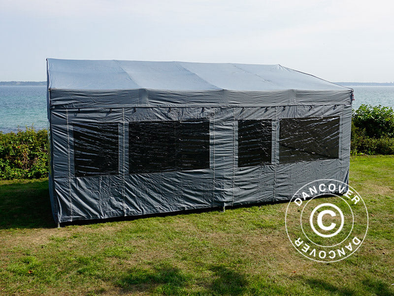 Snabbtält FleXtents PRO Trapezo 3x6m Grå, inkl. 4 sidor