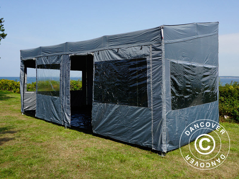 Snabbtält FleXtents PRO Trapezo 3x6m Grå, inkl. 4 sidor