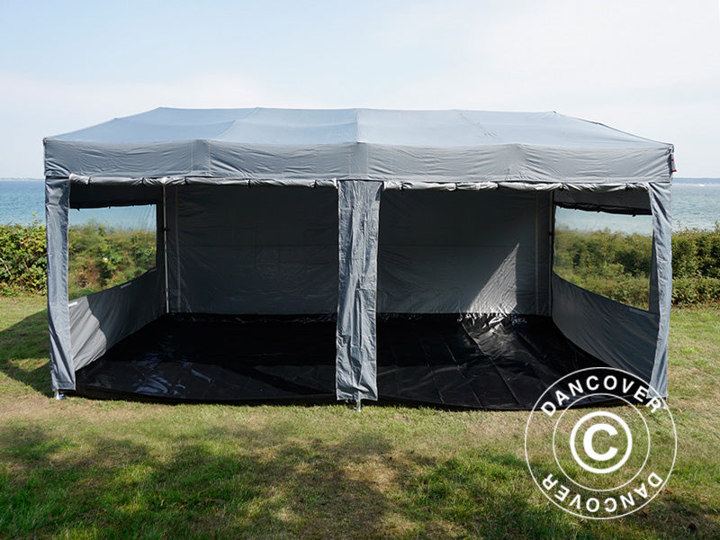 Snabbtält FleXtents PRO Trapezo 3x6m Grå, inkl. 4 sidor