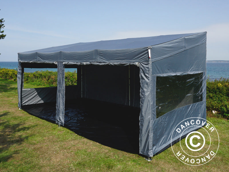 Snabbtält FleXtents PRO Trapezo 3x6m Grå, inkl. 4 sidor