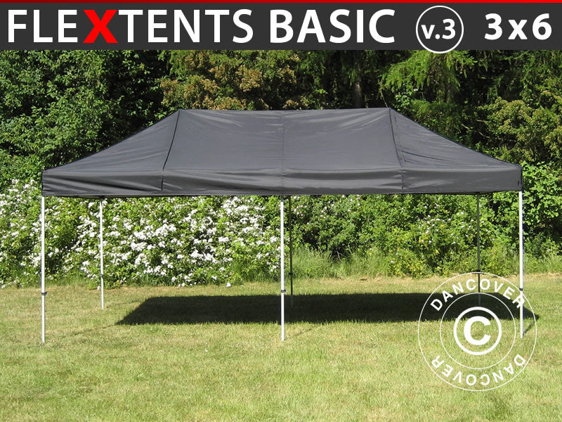 Snabbtält FleXtents Basic v.3, 3x6m Svart