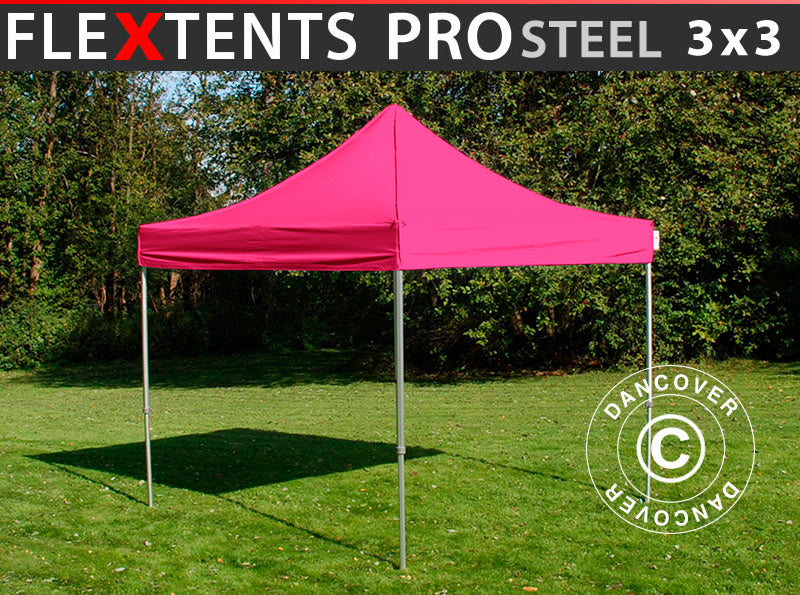 Snabbtält FleXtents PRO Steel 3x3m Rosa