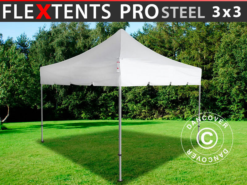 Snabbtält FleXtents PRO Steel "Peaked" 3x3m Vit