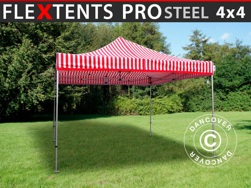 Snabbtält FleXtents PRO Steel 4x4m Randigt
