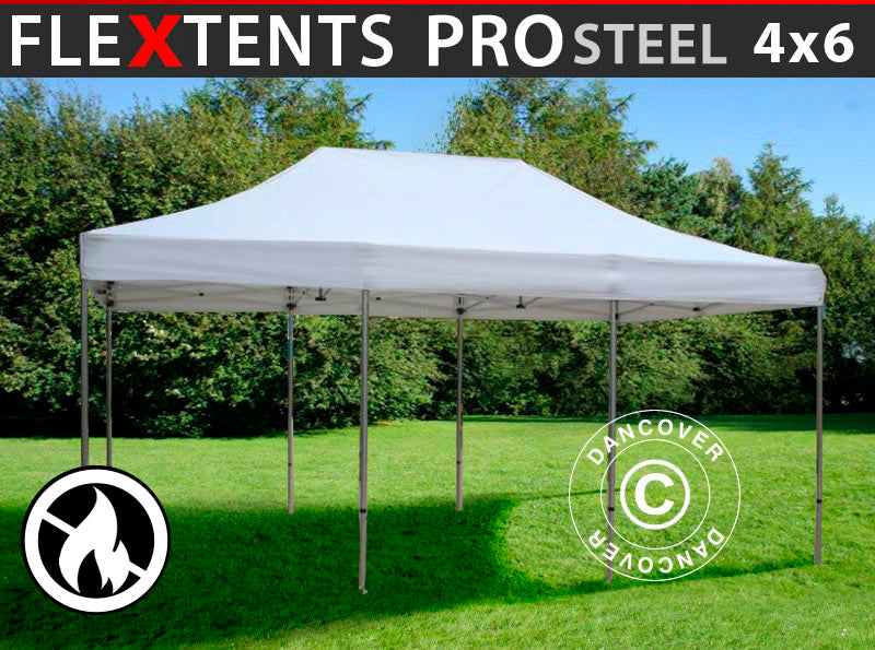 Snabbtält FleXtents PRO Steel 4x6m Vit, Flamhämmande