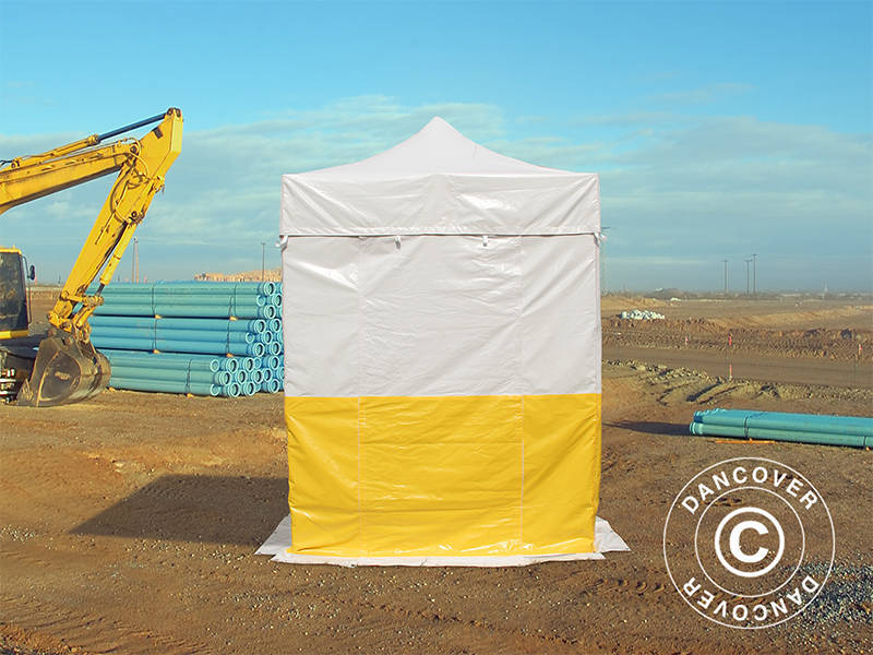 Snabbtält FleXtents® PRO 2x2m, PVC, Arbetstält, Flamhämmande, inkl. 4 sidoväggar