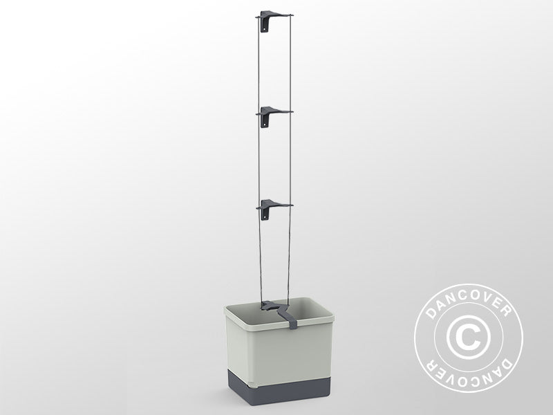 Planteringskruka, CURT CUCUMBER, med klätterstöd och vattentank, Ljusgrå