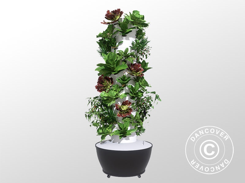 Hydroponiskt odlingstorn med LED, 0,80x0,80x1,7m, Vit