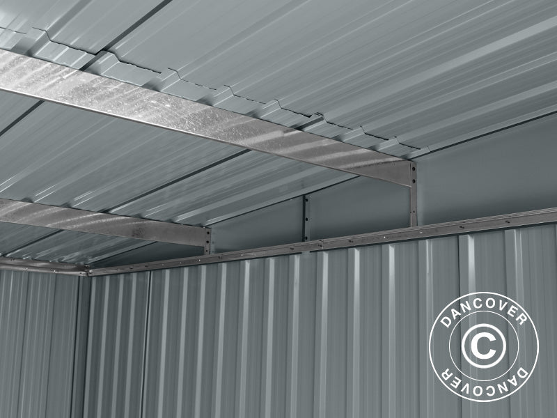 Redskapsbod med takfönster, 2,38x1,93x2,03m, 4,59m², Antracit/Vit