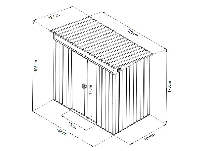 Redskapsbod med takfönster 1,95x1,21x1,96m, 2,35m², ProShed®, Antracit/Vit