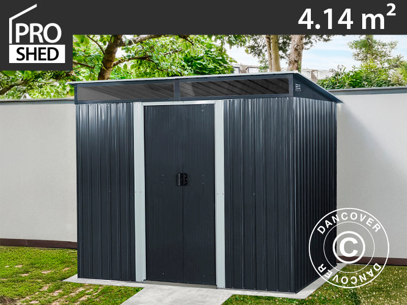 Redskapsbod med takfönster 2,38x1,74x1,96m, 4,14m², ProShed®, Antracit/Vit