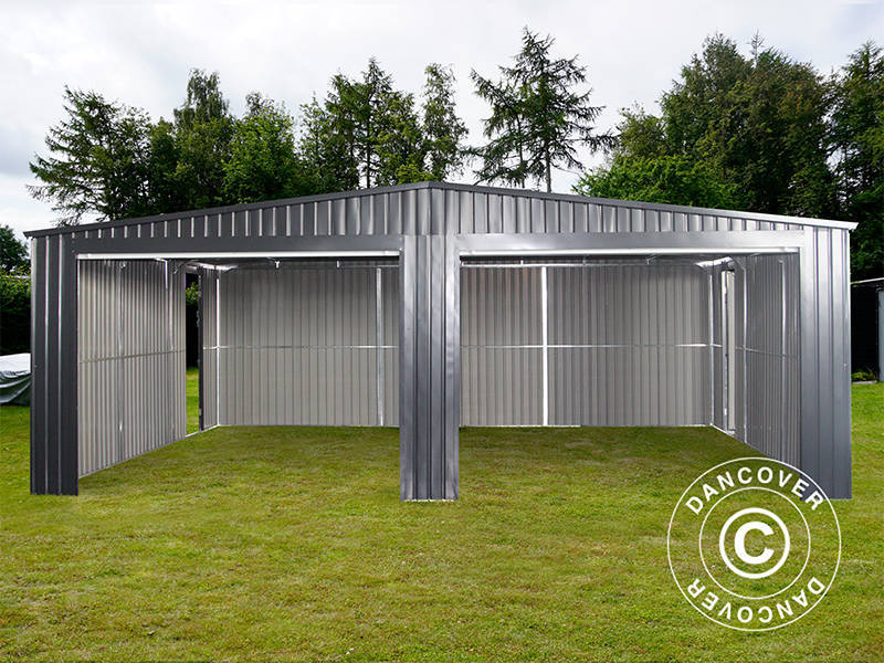 Dubbelt metallgarage 6,37x5,13x2,41m, 31,74m², ProShed®, Antracit