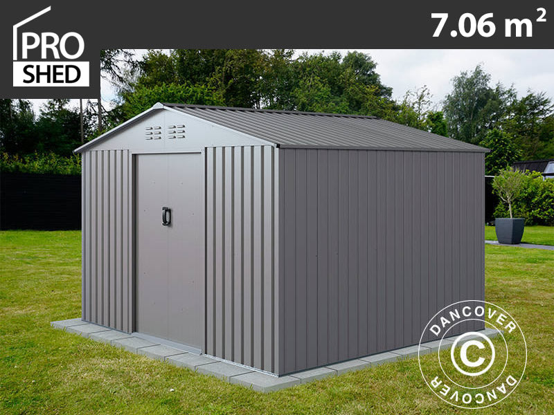 Redskapsbod 2,77x2,55x1,92m, 7,06m², ProShed®, Aluminium Grå