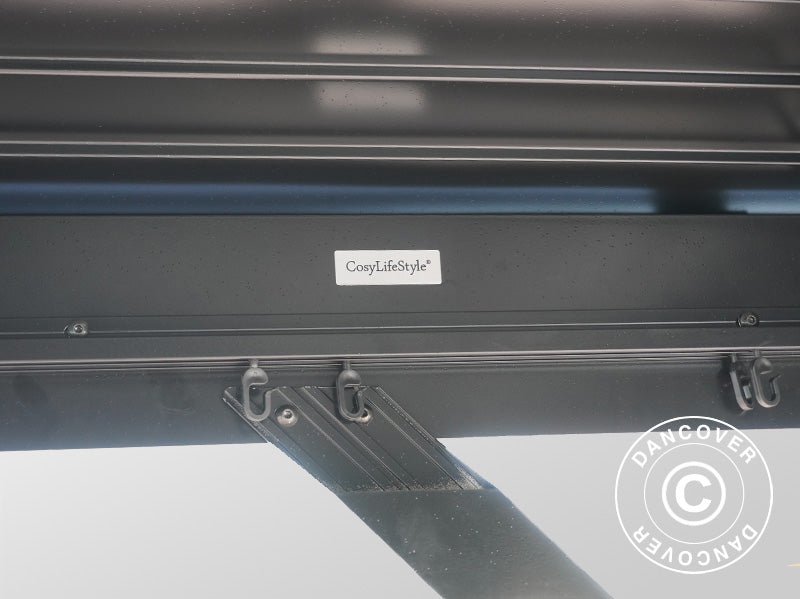 Paviljong Santa Ana med gardiner och myggnät, 3,65x6m, Svart