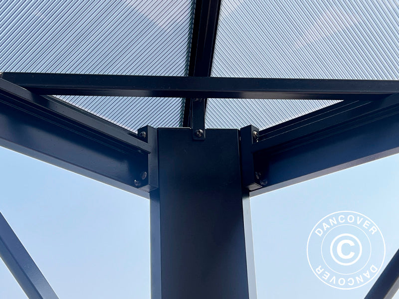 Paviljong Santa Ana med gardiner och myggnät, 3,65x4,85m, Svart