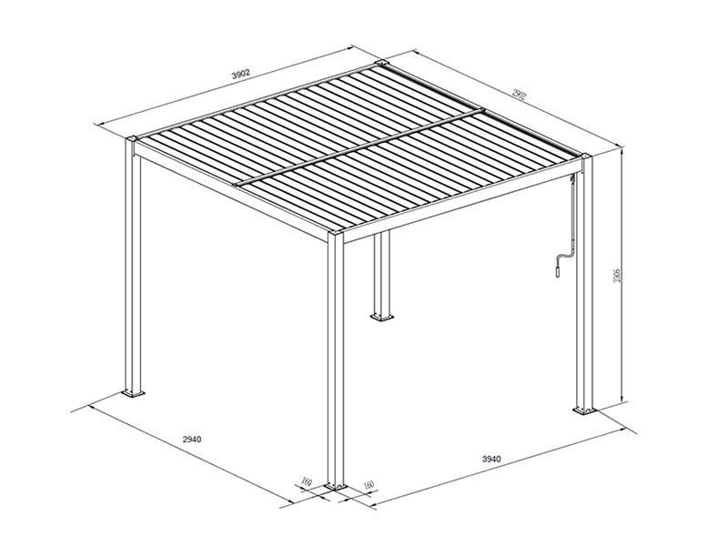 Bioklimatisk pergola Paviljong San Pablo Alu+, 3x4m, Svart/Vit