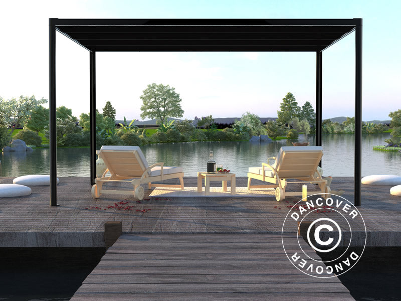 Pergola paviljong San Fernando, 4x4m, Svart/Mörkgrå