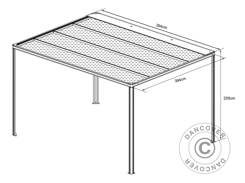 Pergola paviljong San Fernando, 4x4m, Svart/Mörkgrå