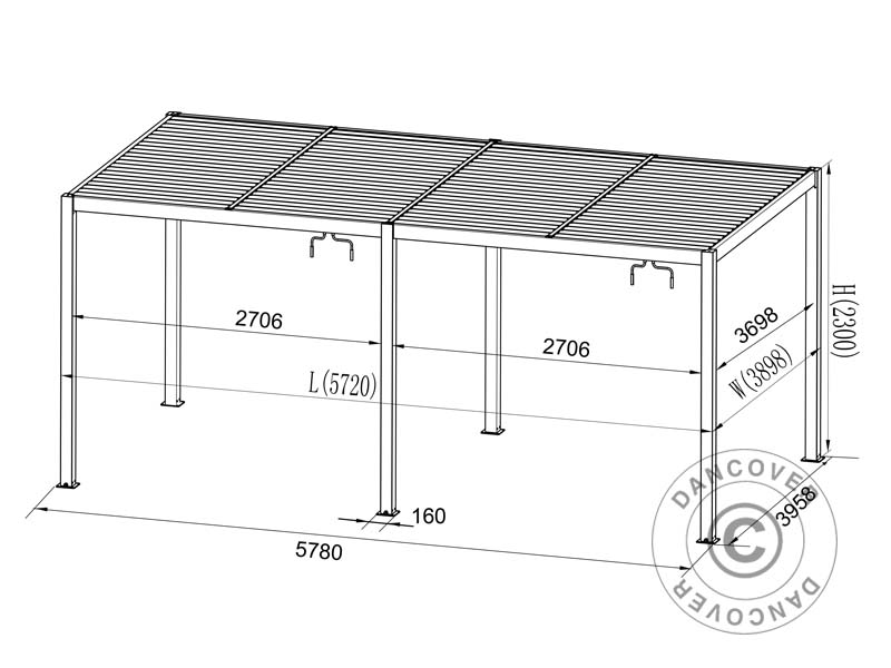 Bioklimatisk pergola paviljong San Pablo Alu+ m/skjutdörrar, 4x5,8m, Svart