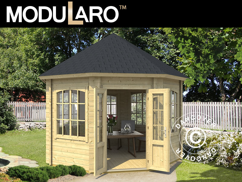 Paviljong i trä Lorraine, oktogonal 3,47x3,47x3,45m, 44mm, Naturlig