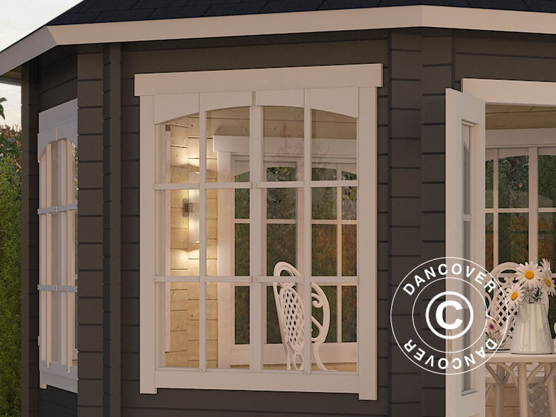 Paviljong i trä Lorraine, oktogonal 3,47x3,47x3,45m, 44mm, Mörkgrå