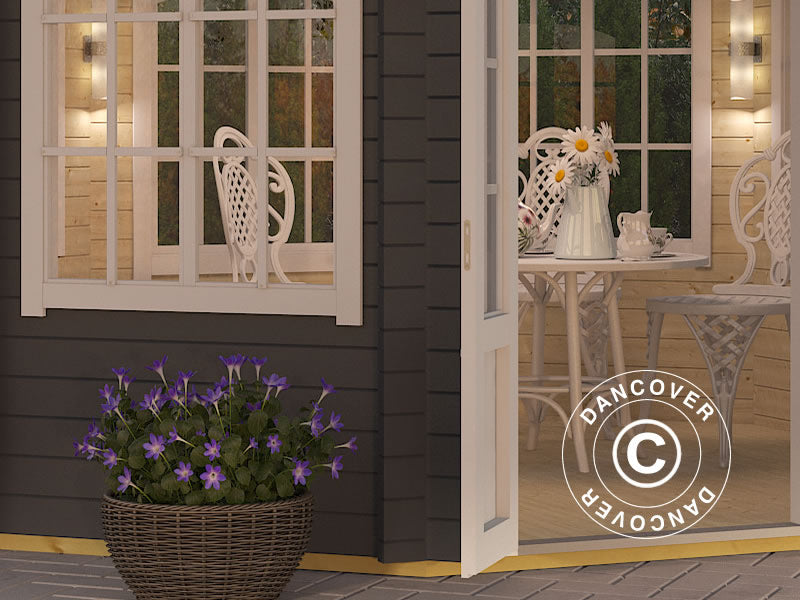 Paviljong i trä Lorraine, oktogonal 3,47x3,47x3,45m, 44mm, Mörkgrå