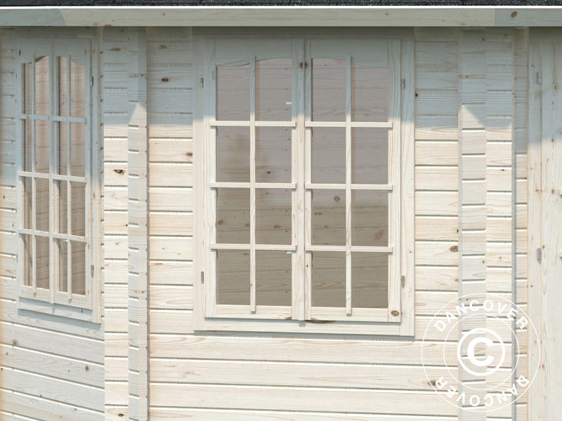 Paviljong i trä med golv, 4,21x4,21x3,71m, 14,1m², Naturlig