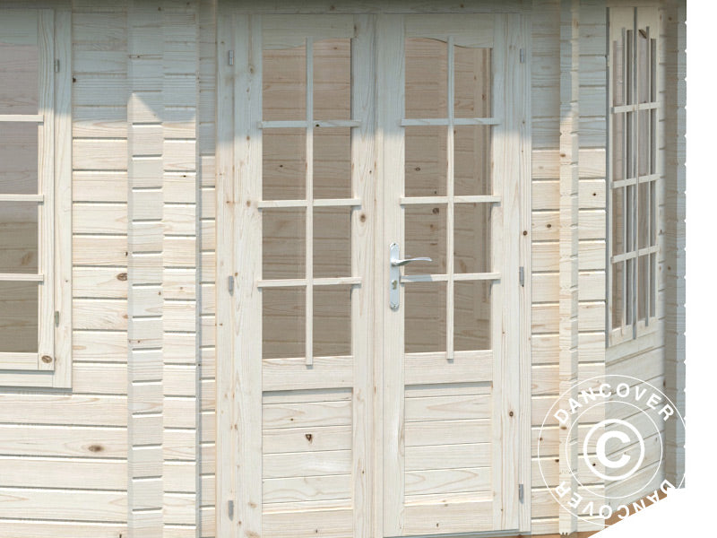 Paviljong i trä med golv, 4,21x4,21x3,71m, 14,1m², Naturlig