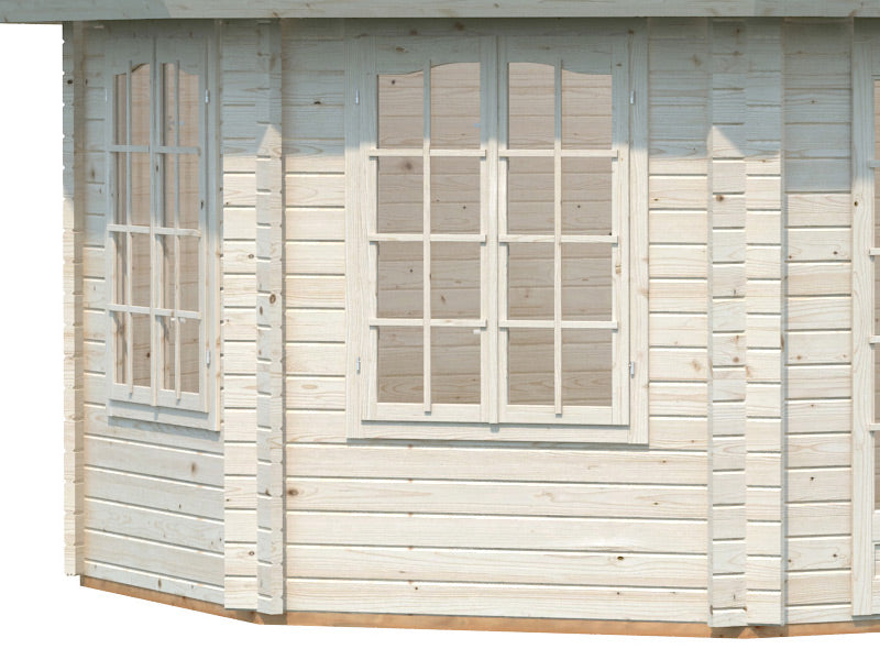 Paviljong i trä med golv, 5,71x4,21x3,71m, 20,3m², Naturlig