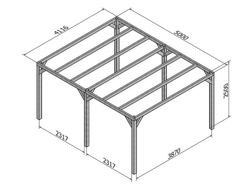 Pergola i trä Fuengirola, 4x5x2,5m, Brun