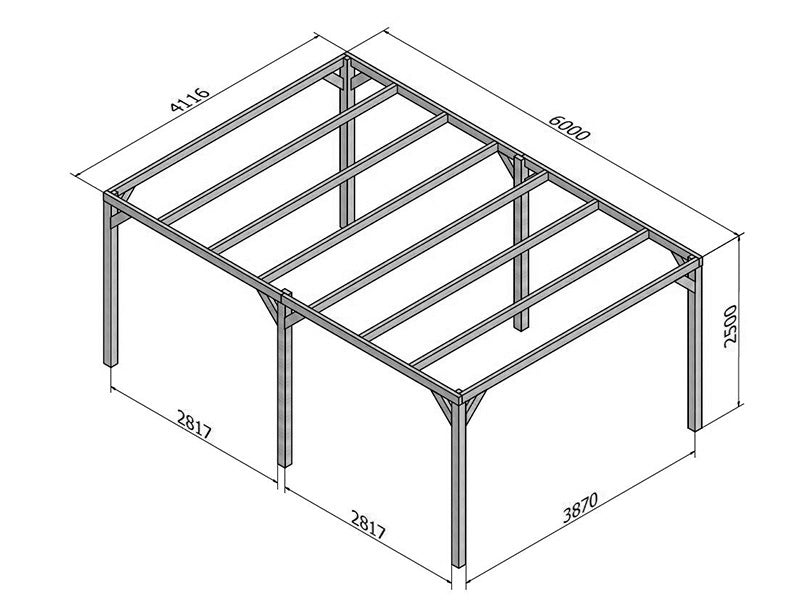 Pergola i trä Fuengirola, 4x6x2,5m, Brun