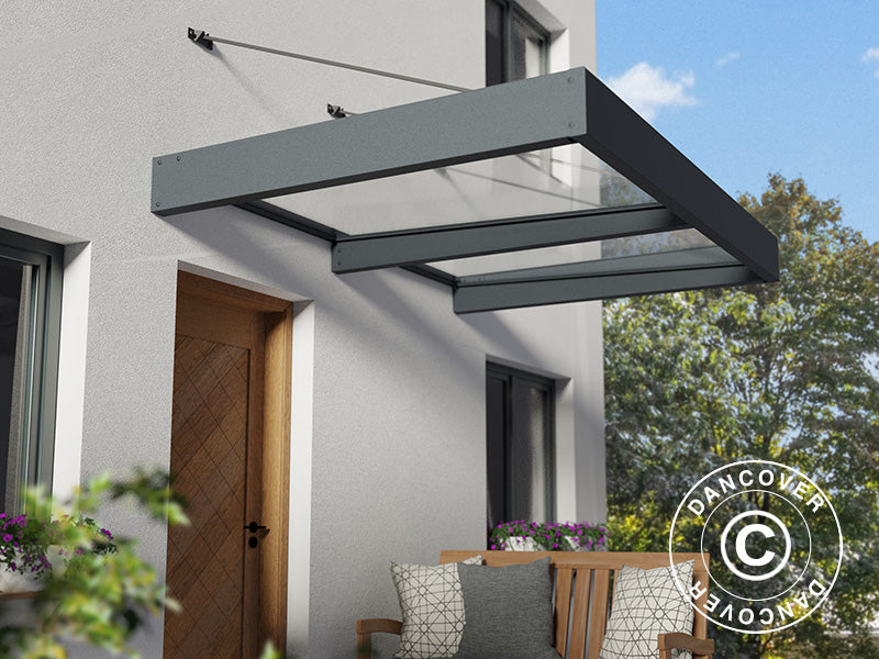 Entrétak Sophia XL 2000, Palram/Canopia, 1,40x1,92x0,17m, Mörkgrå/Klar