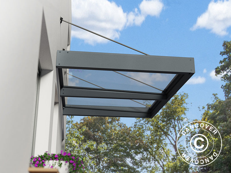 Entrétak Sophia XL 2000, Palram/Canopia, 1,40x1,92x0,17m, Mörkgrå/Klar