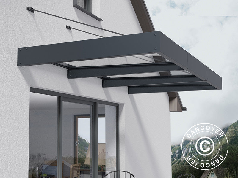 Entrétak Sophia XL 3000, Palram/Canopia, 1,40x2,86x0,17m, Mörkgrå/Klar